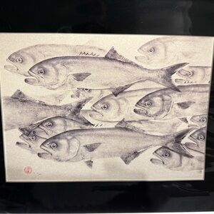 GYOTAKU Art Fish Pint. 11x14 matted stamped and signed. Never opened.